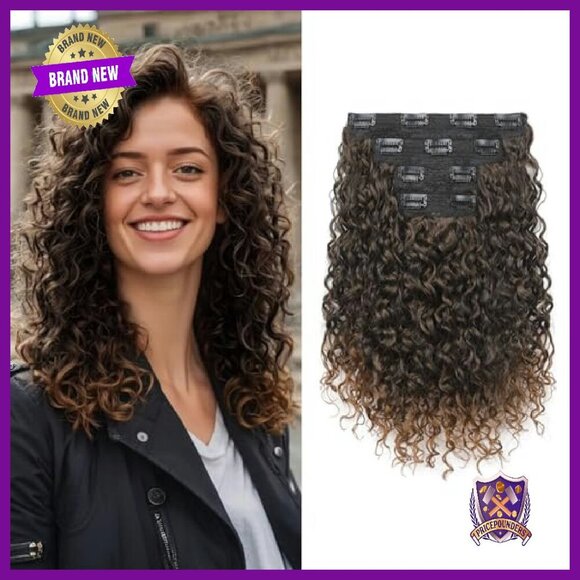 14-Inch Protein Silk Clip-In Hair Extensions, Deep Curly Wavy, 4PC Set main image 6